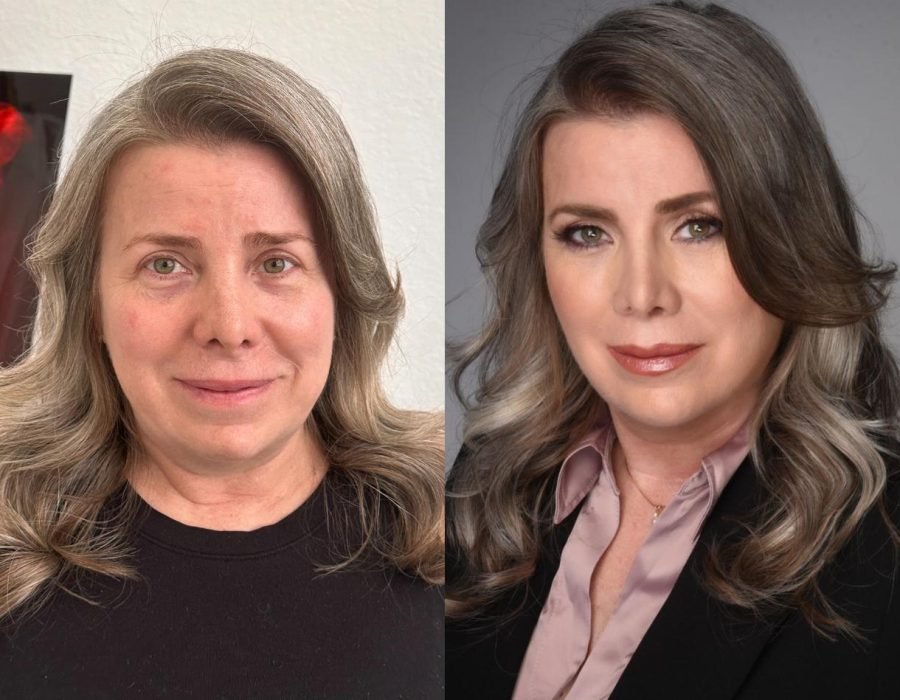 before and after transformation showcasing improved confidence and style