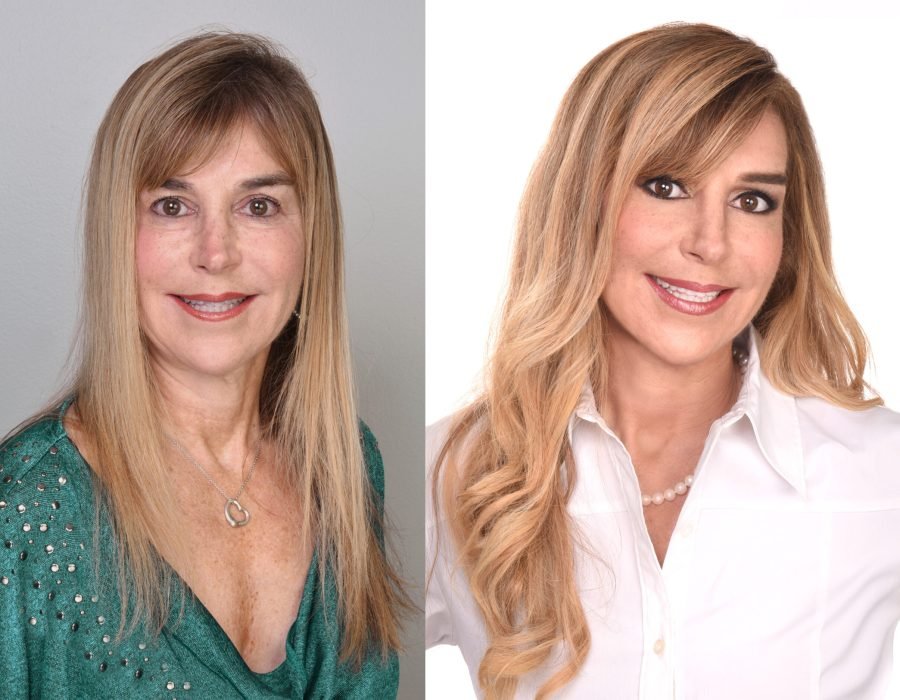 before and after headshots capturing professional transformation and upgraded style